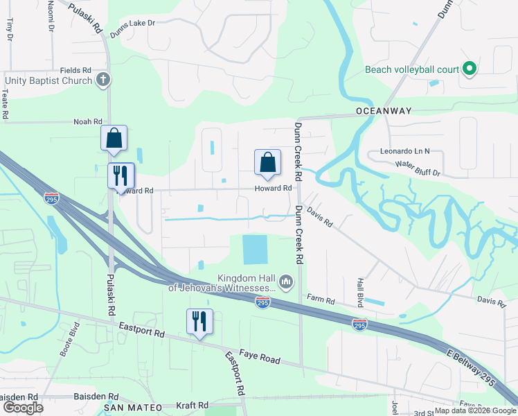 map of restaurants, bars, coffee shops, grocery stores, and more near 11549 Sycamore Cove Lane in Jacksonville
