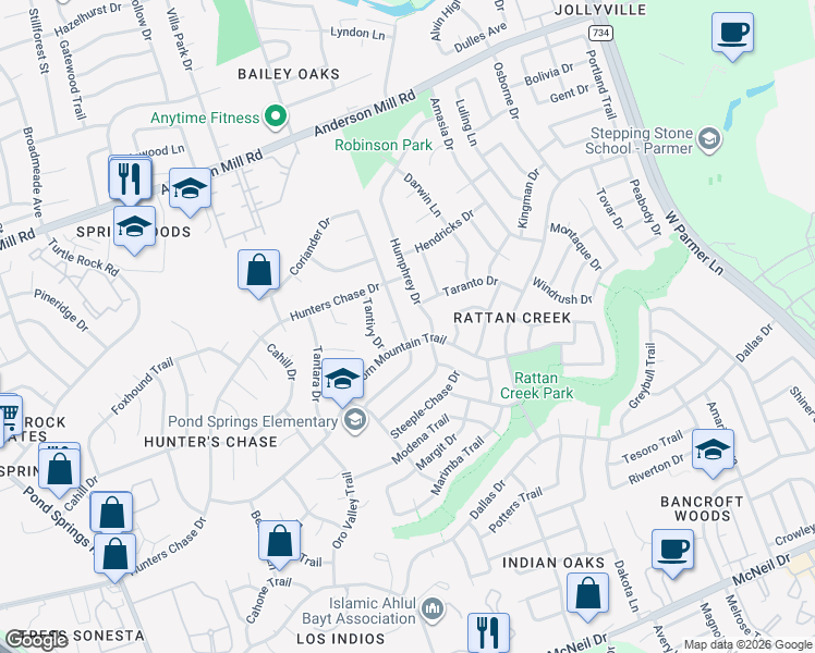 map of restaurants, bars, coffee shops, grocery stores, and more near 13014 Partridge Bend Drive in Austin