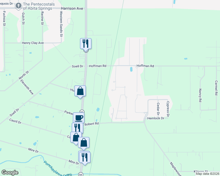 map of restaurants, bars, coffee shops, grocery stores, and more near 240 Autumn Wind Lane in Mandeville