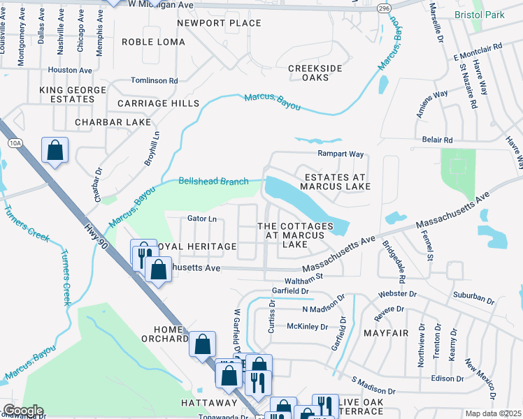 map of restaurants, bars, coffee shops, grocery stores, and more near 3396 2 Sisters Way in Pensacola