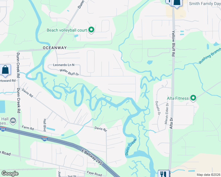 map of restaurants, bars, coffee shops, grocery stores, and more near 2557 Cauley Lane in Jacksonville