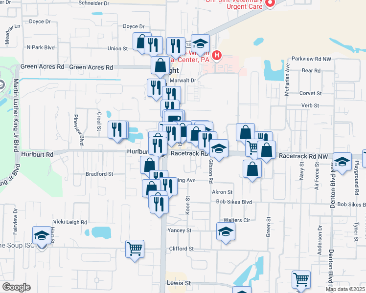map of restaurants, bars, coffee shops, grocery stores, and more near 450 Racetrack Road Northwest in Fort Walton Beach