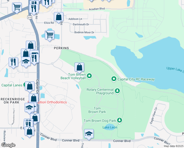 map of restaurants, bars, coffee shops, grocery stores, and more near 911 Easterwood Drive in Tallahassee