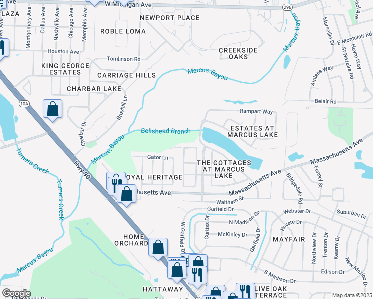 map of restaurants, bars, coffee shops, grocery stores, and more near 3101 Two Sisters Way in Pensacola