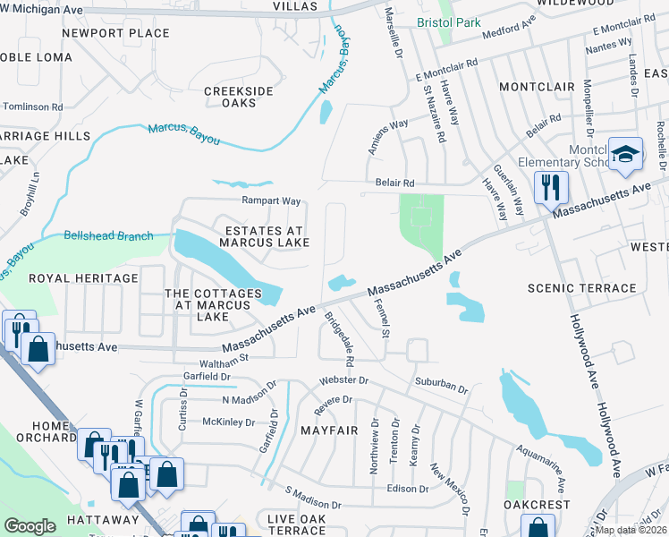 map of restaurants, bars, coffee shops, grocery stores, and more near 4762 Bridgedale Road in Pensacola