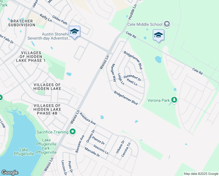map of restaurants, bars, coffee shops, grocery stores, and more near 17424 Bridgefarmer Boulevard in Pflugerville