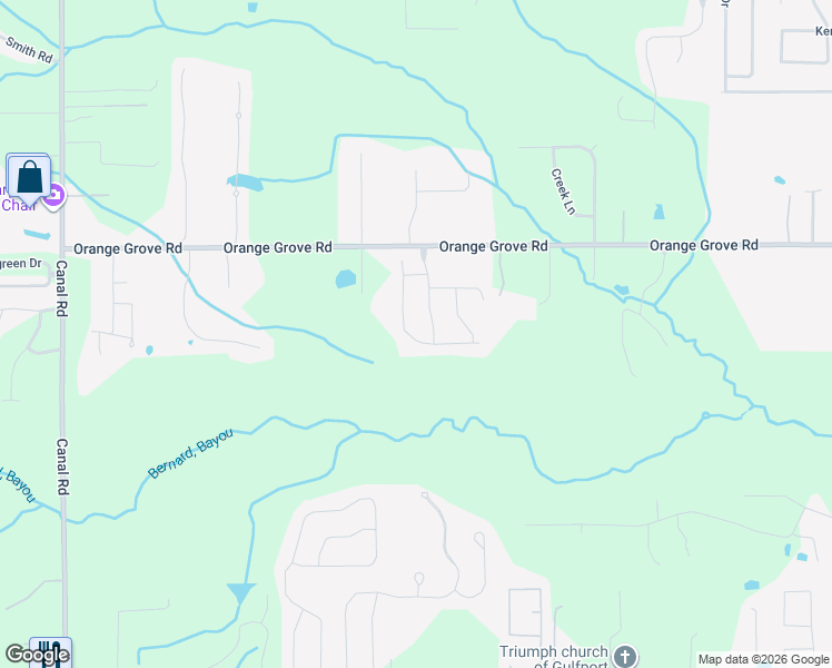 map of restaurants, bars, coffee shops, grocery stores, and more near 17195 Excalibur Circle in Gulfport