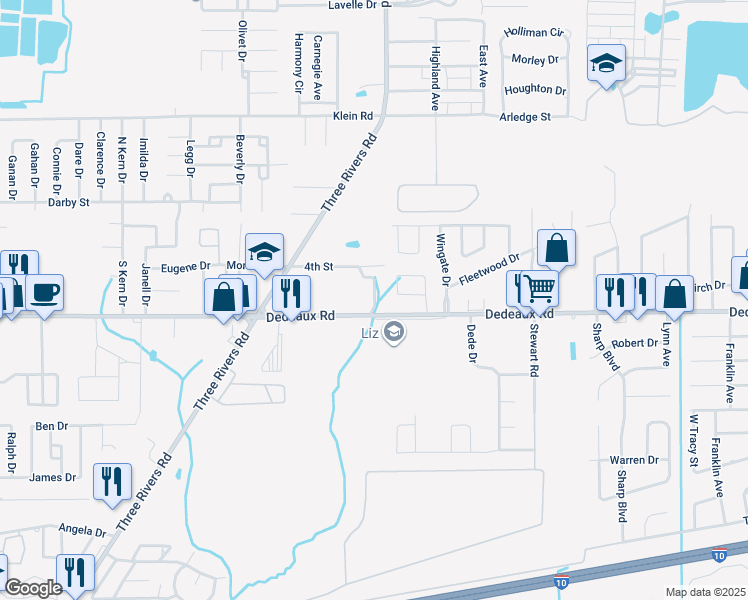map of restaurants, bars, coffee shops, grocery stores, and more near 23 McCaffrey Road in Gulfport