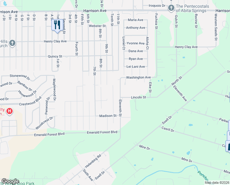 map of restaurants, bars, coffee shops, grocery stores, and more near 70194 10th Street in Covington