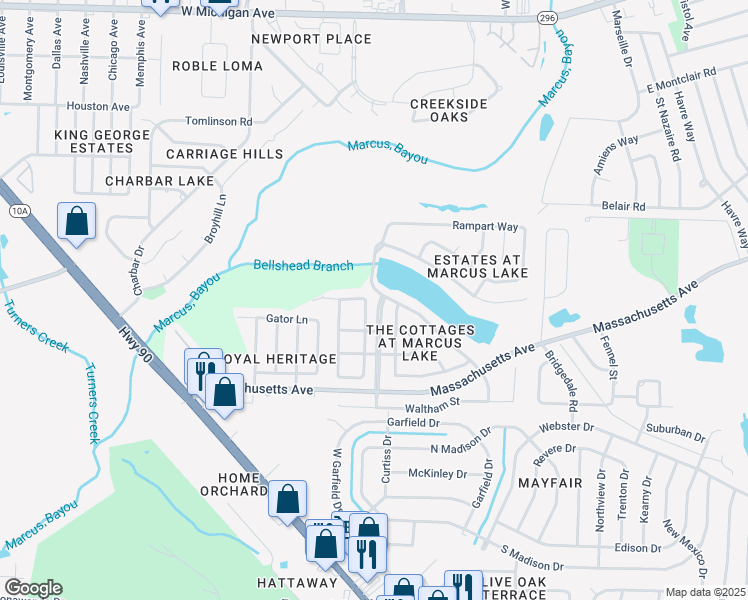 map of restaurants, bars, coffee shops, grocery stores, and more near 3404 2 Sisters Way in Pensacola