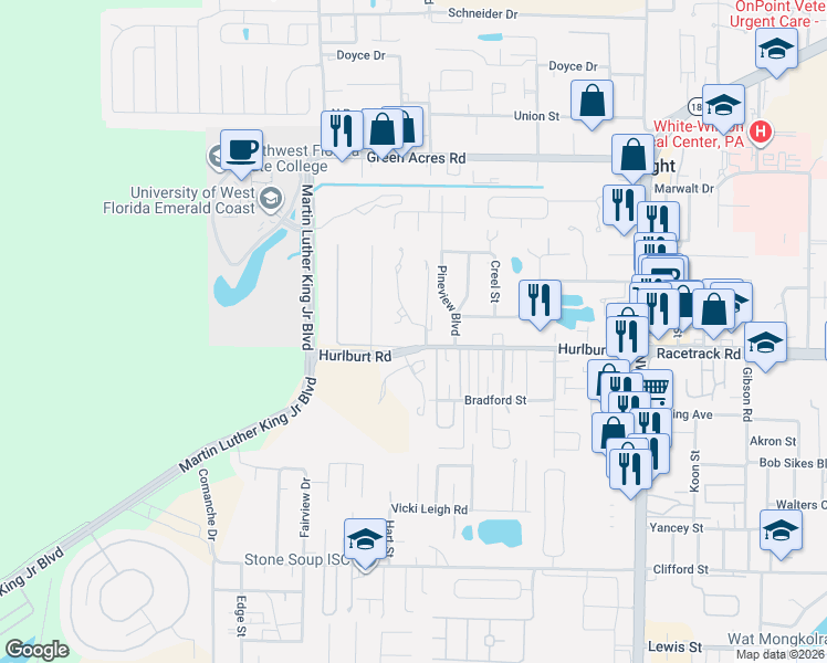 map of restaurants, bars, coffee shops, grocery stores, and more near 803 Judson Street in Fort Walton Beach