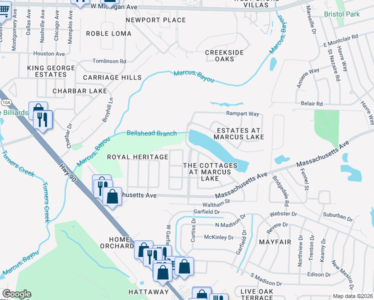 map of restaurants, bars, coffee shops, grocery stores, and more near 3400 Two Sisters Way in Pensacola