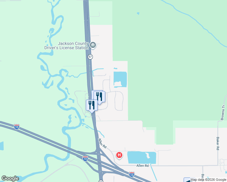 map of restaurants, bars, coffee shops, grocery stores, and more near 7450 Pine Savanna Drive in Vancleave