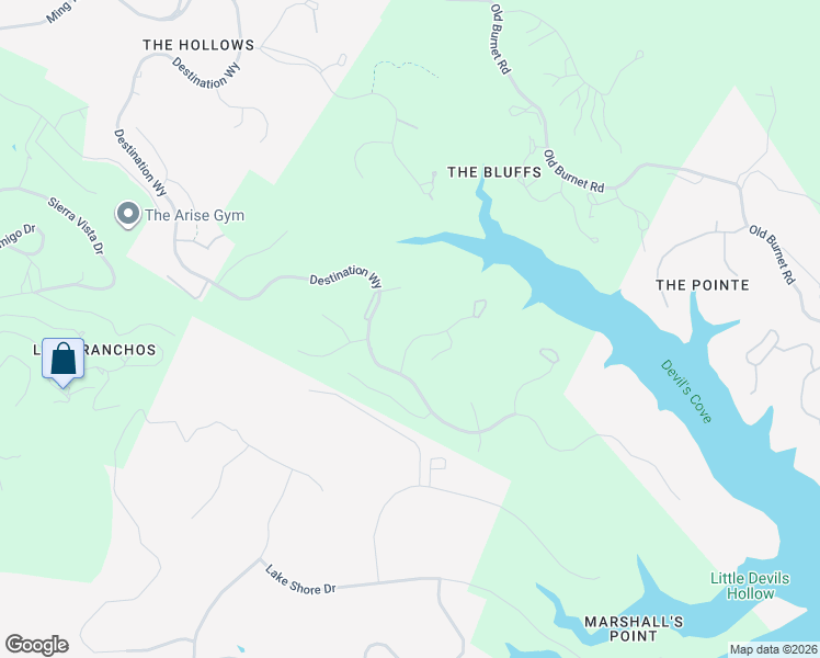 map of restaurants, bars, coffee shops, grocery stores, and more near 18912 Excursion Falls Way in Jonestown