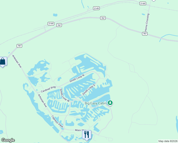 map of restaurants, bars, coffee shops, grocery stores, and more near 20 Smith Loop North in Cleveland