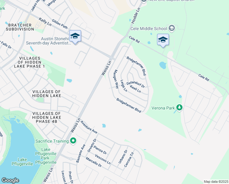 map of restaurants, bars, coffee shops, grocery stores, and more near 17424 Bridgefarmer Boulevard in Pflugerville