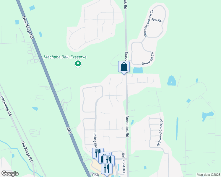 map of restaurants, bars, coffee shops, grocery stores, and more near 11837 Raindrop Road in Jacksonville