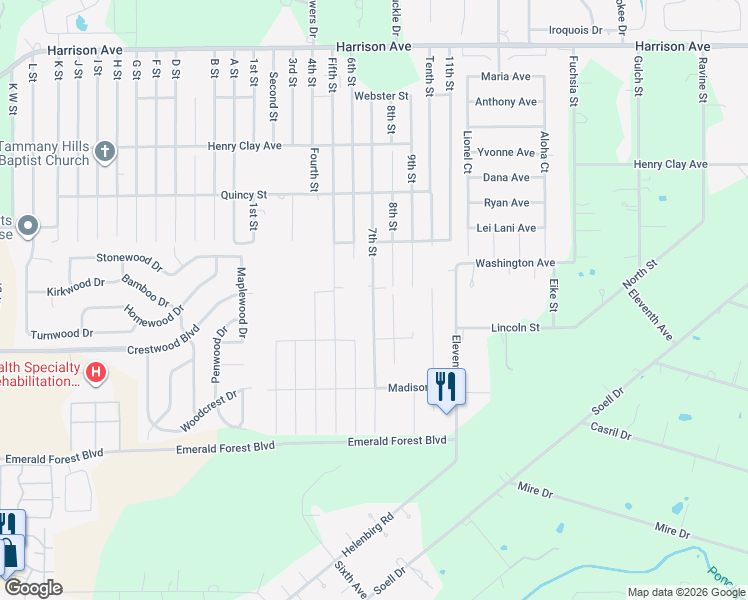 map of restaurants, bars, coffee shops, grocery stores, and more near 70188 7th Street in Covington