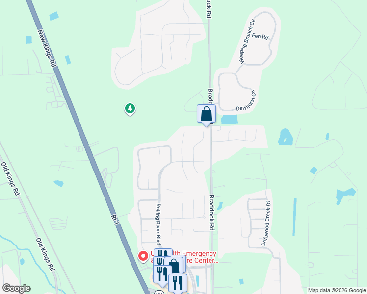 map of restaurants, bars, coffee shops, grocery stores, and more near 11909 Raindrop Rd in Jacksonville