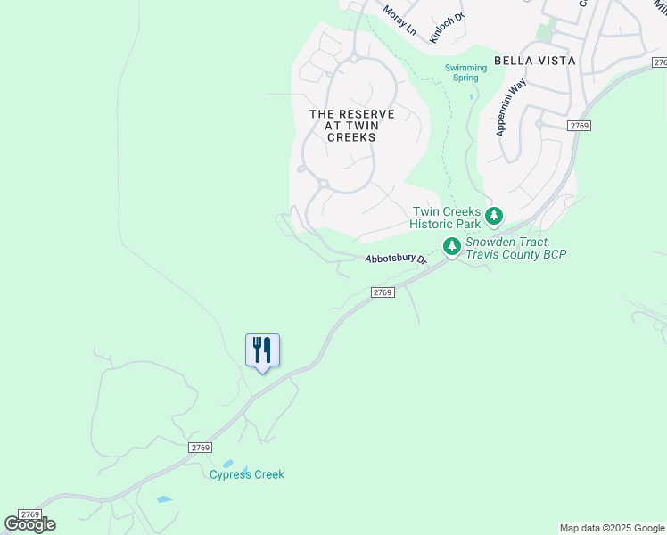 map of restaurants, bars, coffee shops, grocery stores, and more near 3301 Abbotsbury Drive in Cedar Park