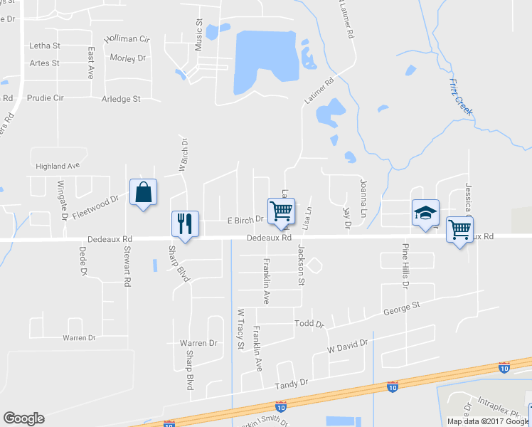 map of restaurants, bars, coffee shops, grocery stores, and more near 2505 East Birch Drive in Gulfport