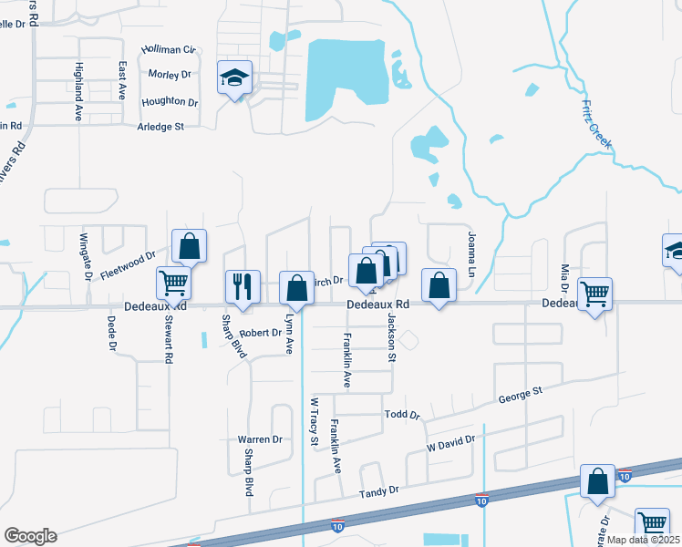 map of restaurants, bars, coffee shops, grocery stores, and more near 905 East Birch Drive in Gulfport