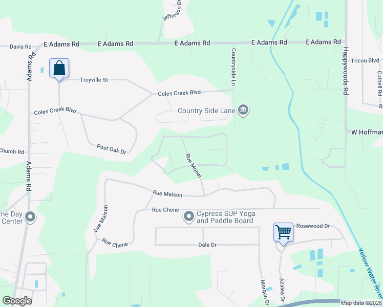 map of restaurants, bars, coffee shops, grocery stores, and more near 41120 Rue Monet in Ponchatoula