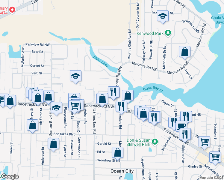 map of restaurants, bars, coffee shops, grocery stores, and more near 519 Mooney Road Northeast in Fort Walton Beach