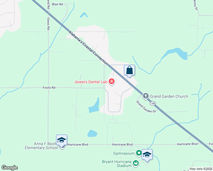 map of restaurants, bars, coffee shops, grocery stores, and more near 11545 Surprise Road in Grand Bay