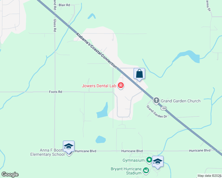 map of restaurants, bars, coffee shops, grocery stores, and more near 11545 Surprise Road in Grand Bay