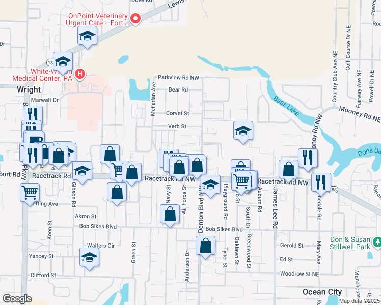 map of restaurants, bars, coffee shops, grocery stores, and more near 321 Olympia Court in Fort Walton Beach