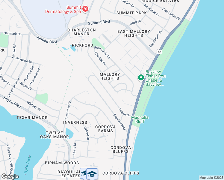 map of restaurants, bars, coffee shops, grocery stores, and more near 3450 Newton Drive in Pensacola