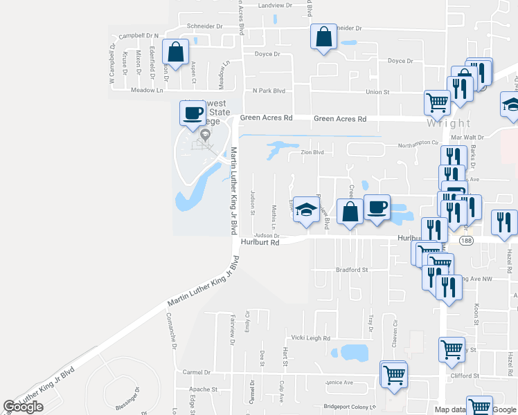 map of restaurants, bars, coffee shops, grocery stores, and more near 905 Judson Street in Fort Walton Beach