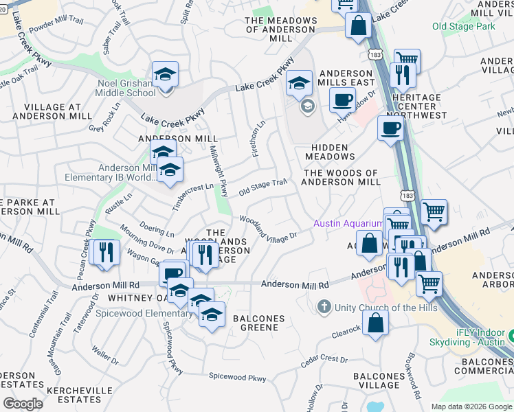 map of restaurants, bars, coffee shops, grocery stores, and more near 10222 Missel Thrush Drive in Austin
