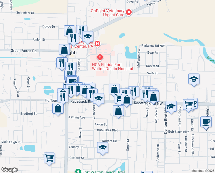 map of restaurants, bars, coffee shops, grocery stores, and more near 914 Mar Walt Drive in Fort Walton Beach