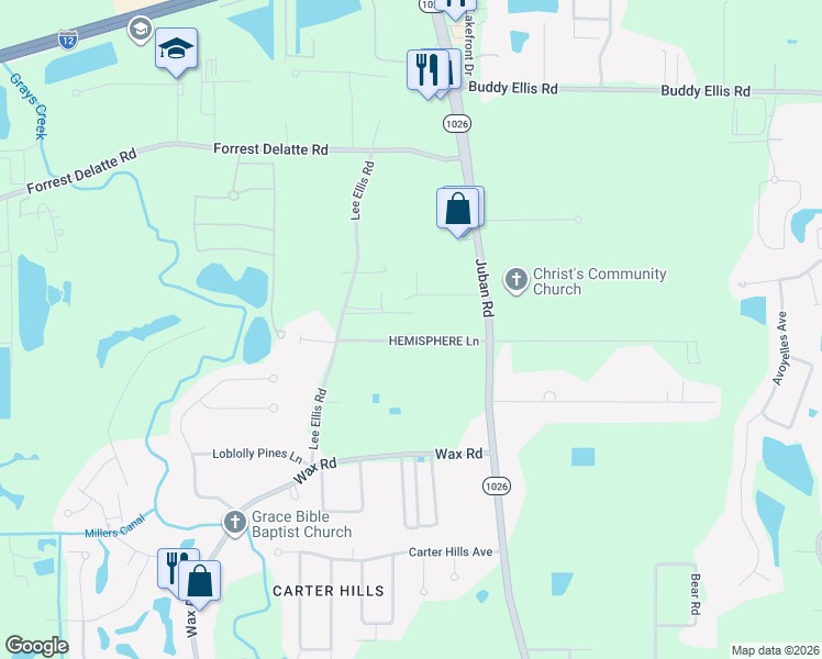 map of restaurants, bars, coffee shops, grocery stores, and more near 10147 HEMISPHERE Lane in Denham Springs