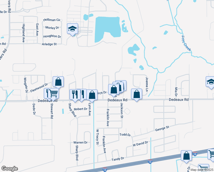 map of restaurants, bars, coffee shops, grocery stores, and more near 905 East Birch Drive in Gulfport