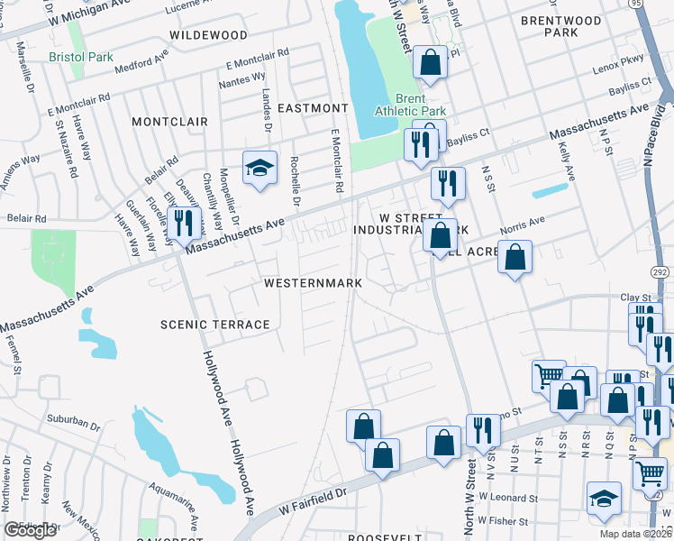map of restaurants, bars, coffee shops, grocery stores, and more near 1221 Rio Grande Cir in Pensacola