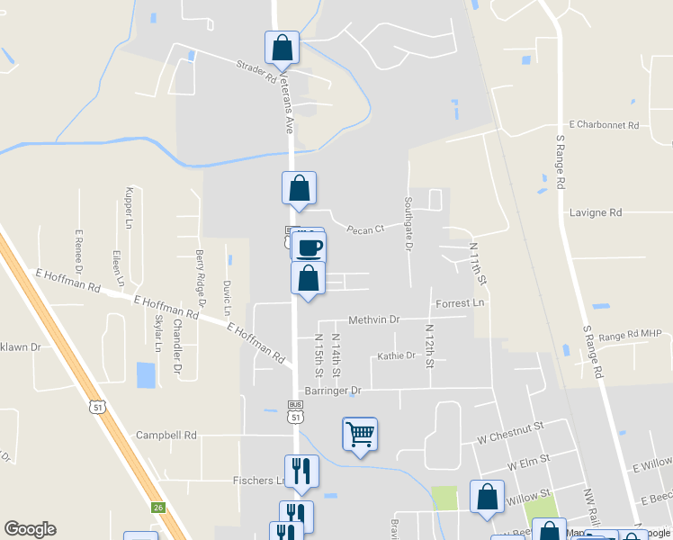 map of restaurants, bars, coffee shops, grocery stores, and more near 243 Avalon Villa Drive in Ponchatoula