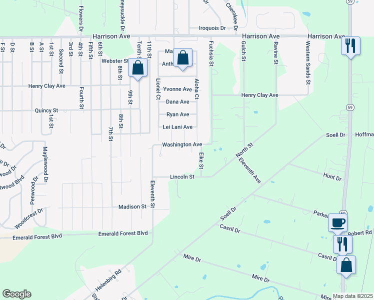 map of restaurants, bars, coffee shops, grocery stores, and more near 70205 Eike Street in Abita Springs