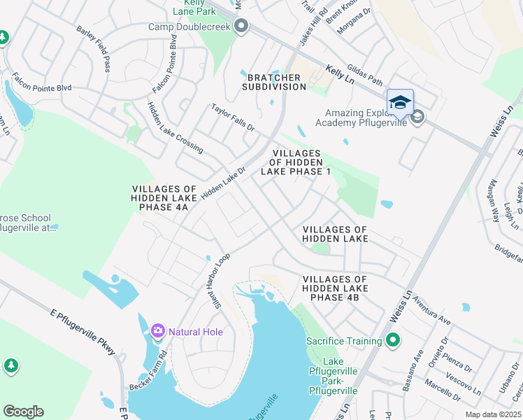 map of restaurants, bars, coffee shops, grocery stores, and more near 3904 Hidden Lake Crossing in Pflugerville
