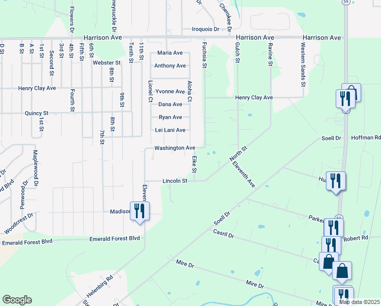 map of restaurants, bars, coffee shops, grocery stores, and more near 70205 Eike St in Abita Springs