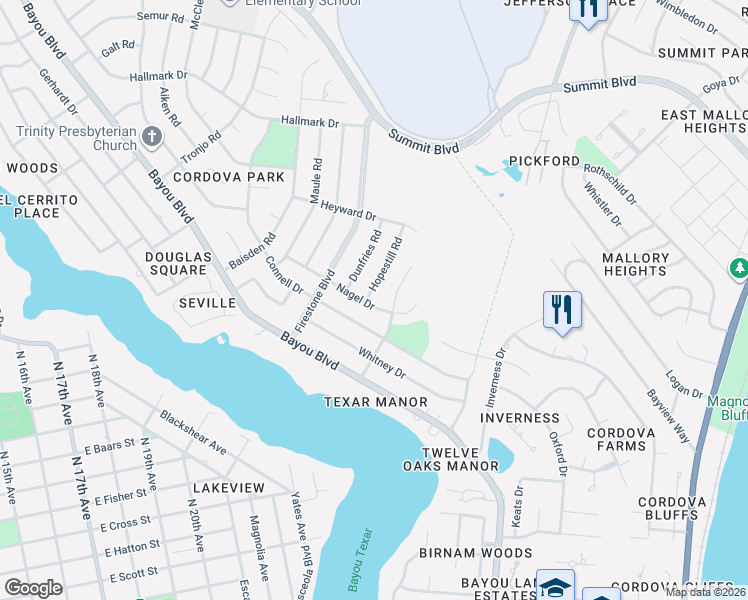 map of restaurants, bars, coffee shops, grocery stores, and more near 730 Nagel Drive in Pensacola