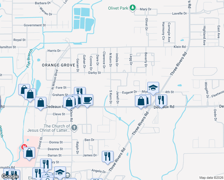 map of restaurants, bars, coffee shops, grocery stores, and more near 108 South Kern Drive in Gulfport