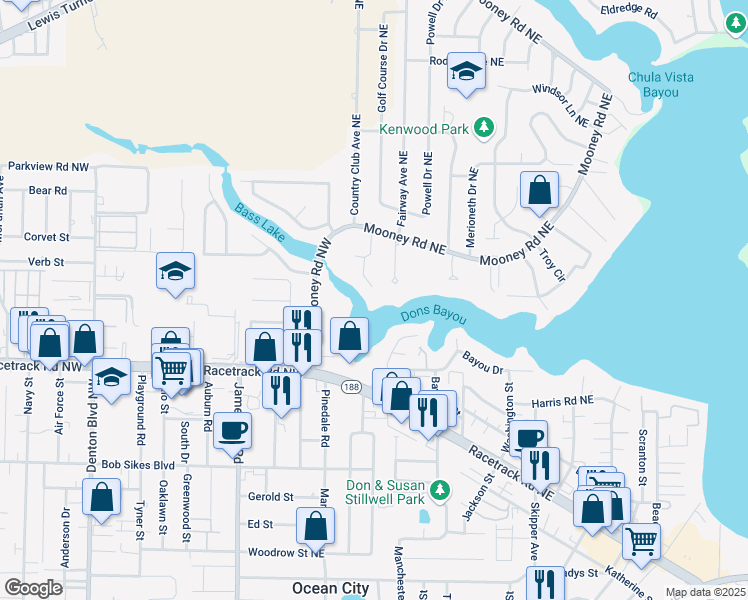 map of restaurants, bars, coffee shops, grocery stores, and more near 570 L Ombre Circle Northeast in Fort Walton Beach