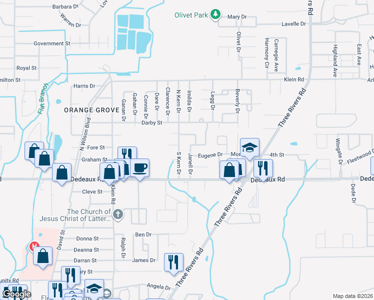map of restaurants, bars, coffee shops, grocery stores, and more near 108 South Kern Drive in Gulfport