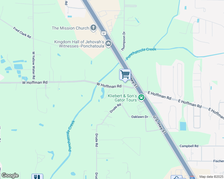 map of restaurants, bars, coffee shops, grocery stores, and more near 15280 West Hoffman Road in Hammond