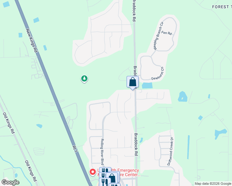 map of restaurants, bars, coffee shops, grocery stores, and more near 11896 Raindrop Road in Jacksonville