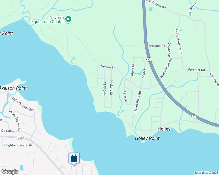 map of restaurants, bars, coffee shops, grocery stores, and more near 3143 Hickory Street in Navarre