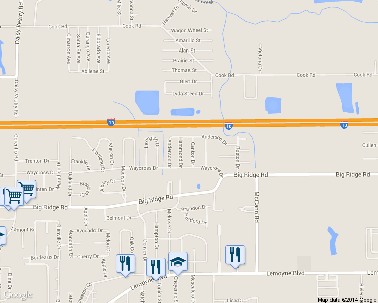 map of restaurants, bars, coffee shops, grocery stores, and more near 7512 Hammond Drive in Biloxi